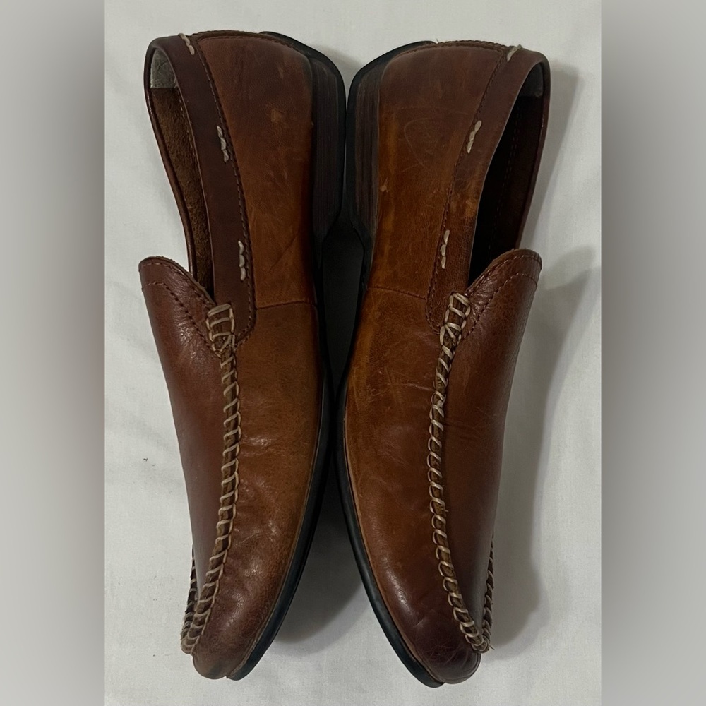 Frye Eddie Club Brown Leather Moc Toe Preppy Comfort Slip on Men’s Loafers - Picture 7 of 11